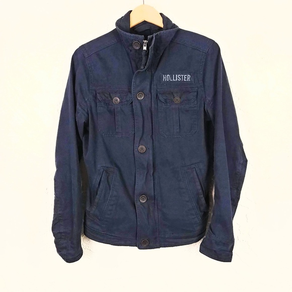 Hollister Mens Navy Blue Utility Jacket 